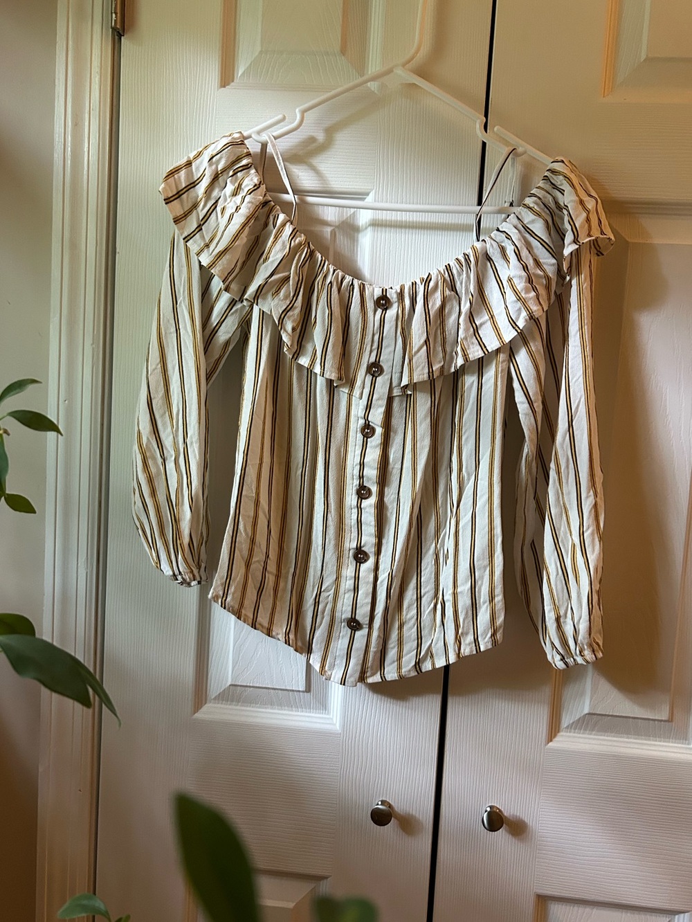 Off the Shoulder Yellow & Black Shirt
